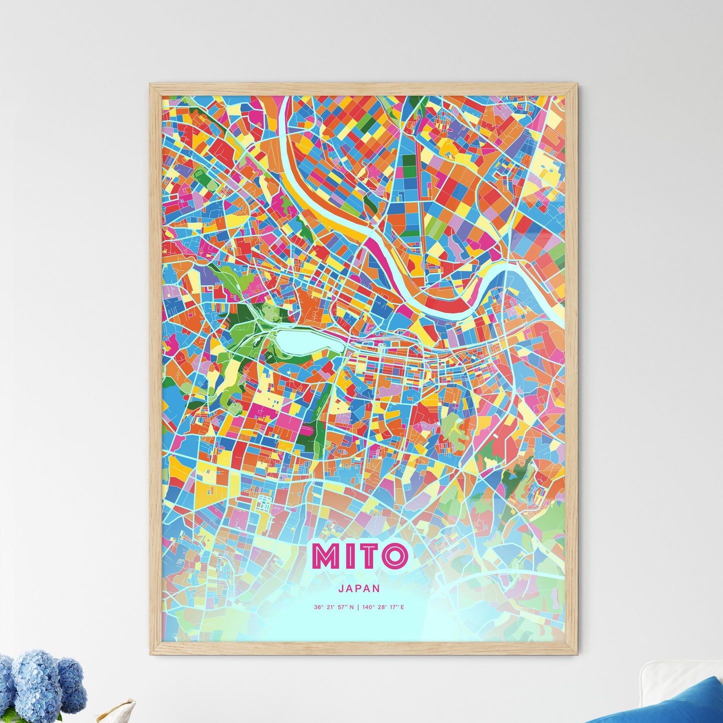Colorful MITO JAPAN Fine Art Map Crazy Colors