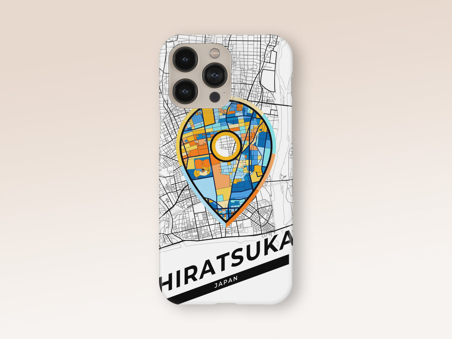 Hiratsuka Japan slim phone case with colorful icon. Birthday, wedding or housewarming gift. Couple match cases. 1