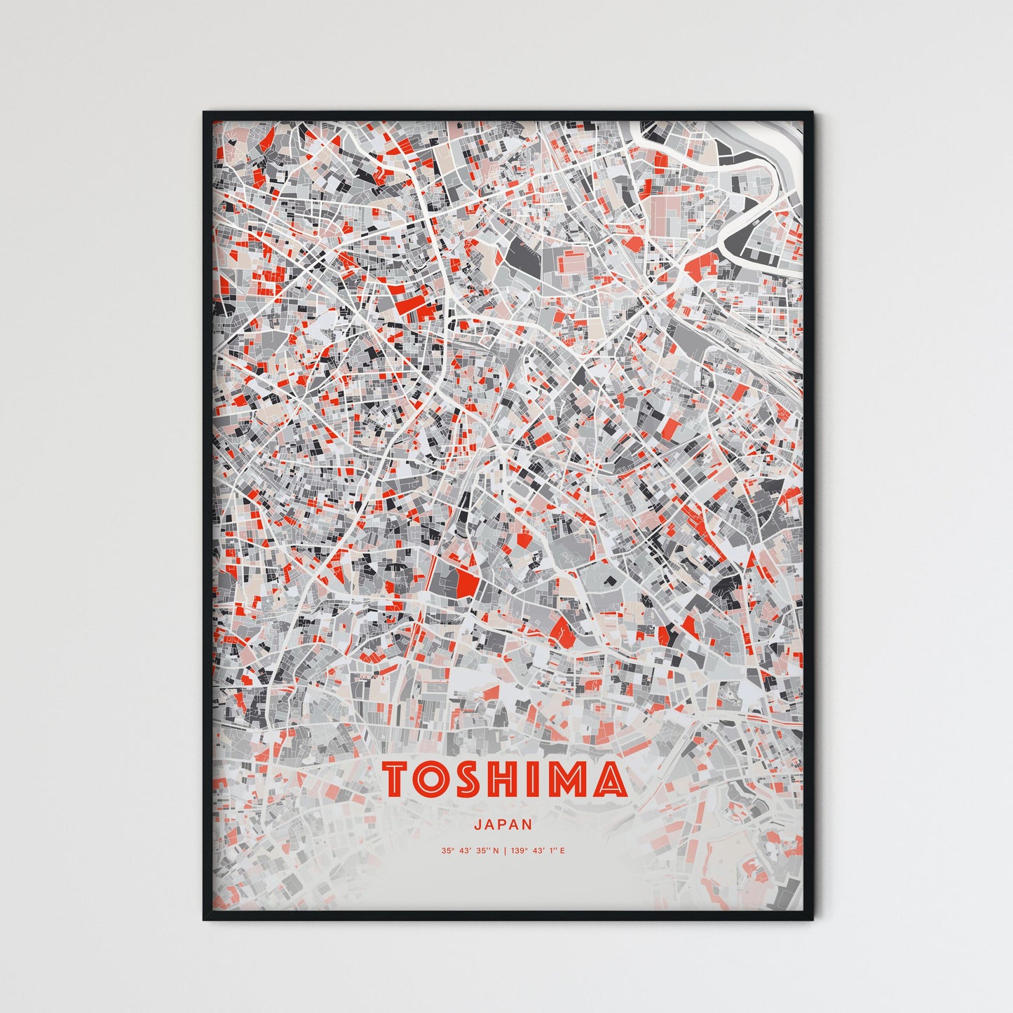 Colorful TOSHIMA JAPAN Fine Art Map Modern