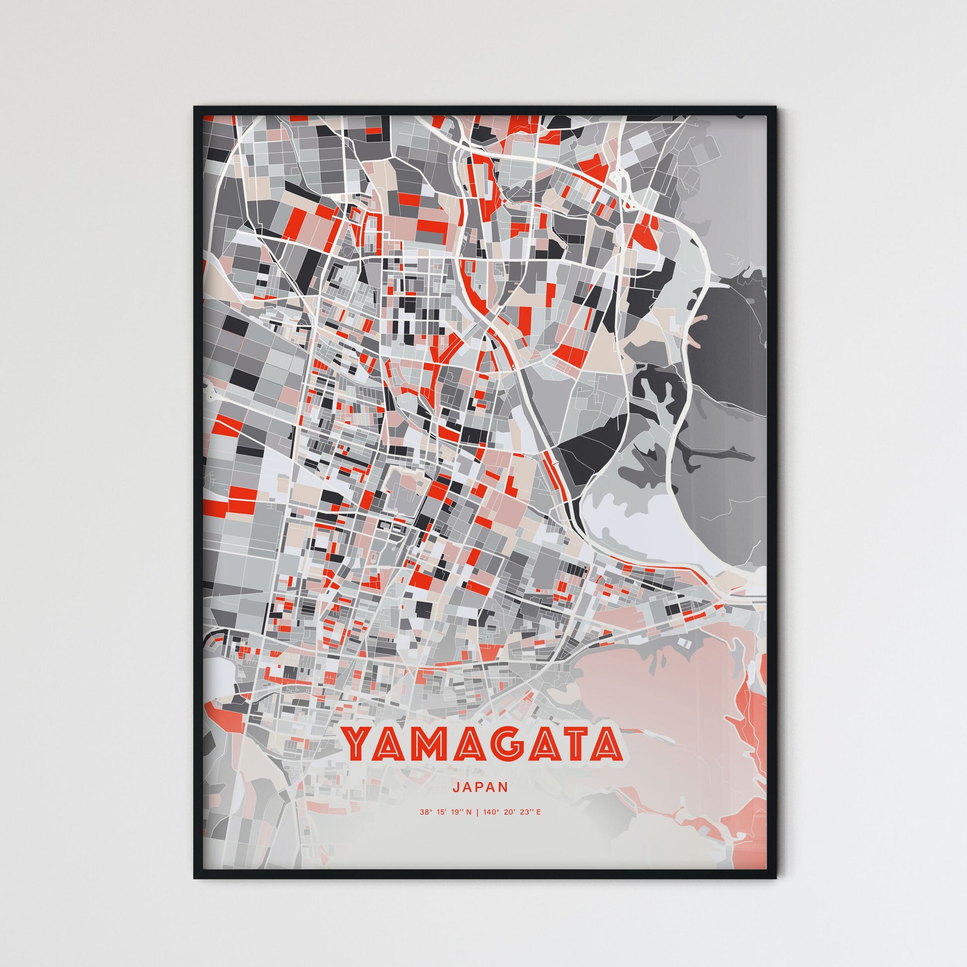 Colorful YAMAGATA JAPAN Fine Art Map Modern