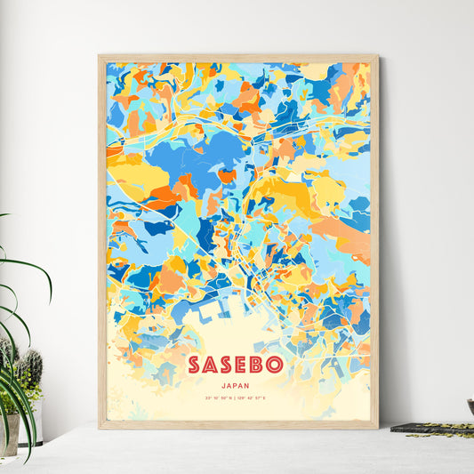 Colorful SASEBO JAPAN Fine Art Map Blue Orange