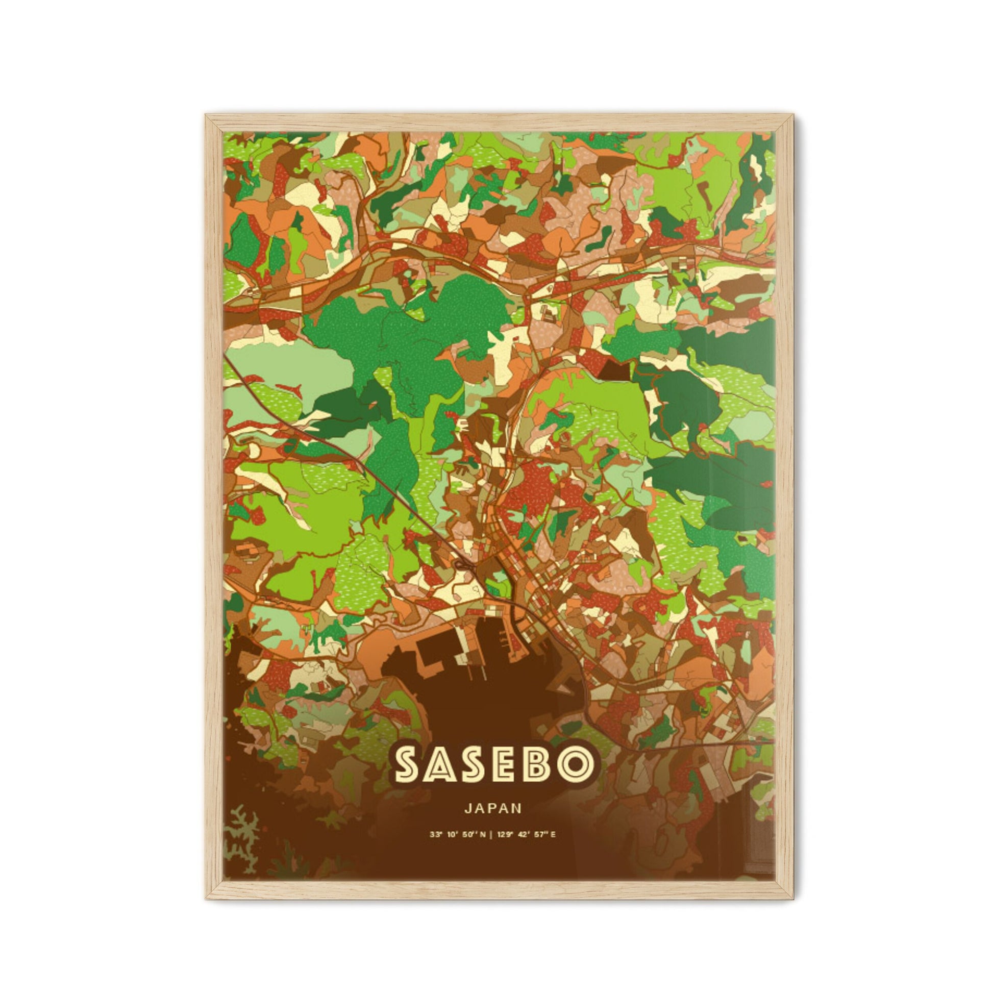 Colorful SASEBO JAPAN Fine Art Map Farmhouse