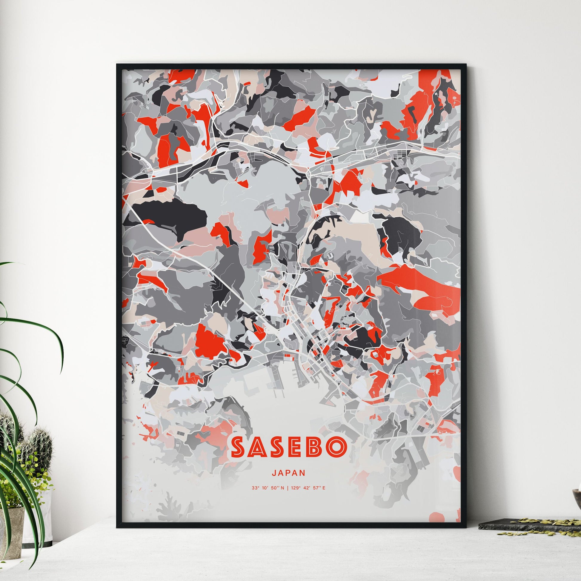 Colorful SASEBO JAPAN Fine Art Map Modern