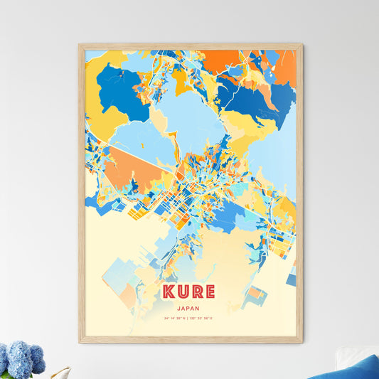 Colorful KURE JAPAN Fine Art Map Blue Orange