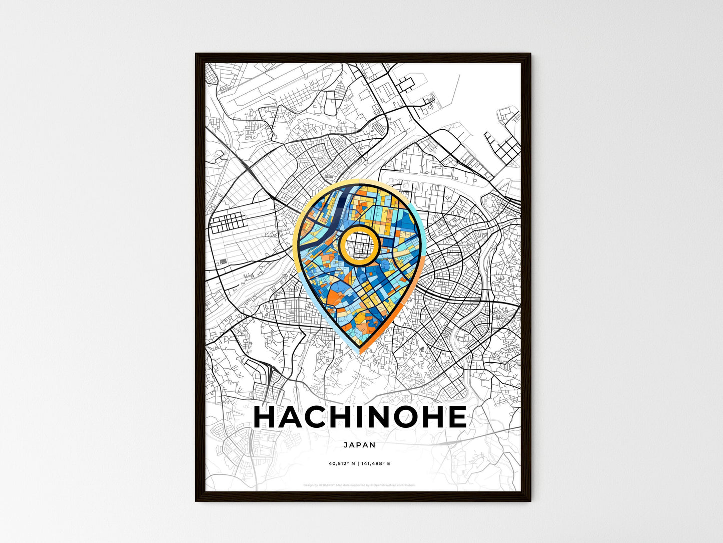 Hachinohe Japan wedding art map with pointer icon