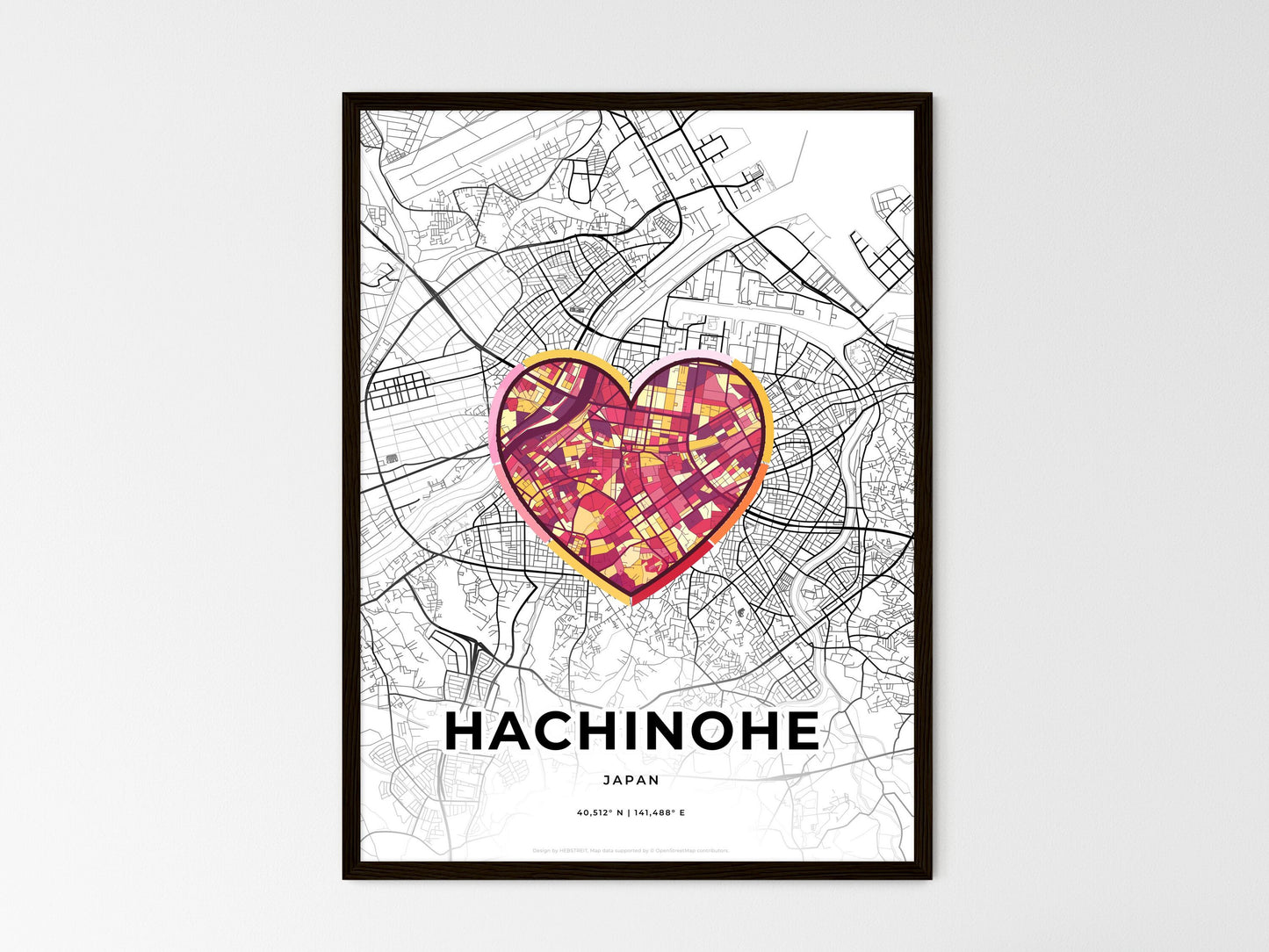 Hachinohe Japan wedding art map with heart icon