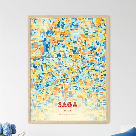 Colorful SAGA JAPAN Fine Art Map Blue Orange