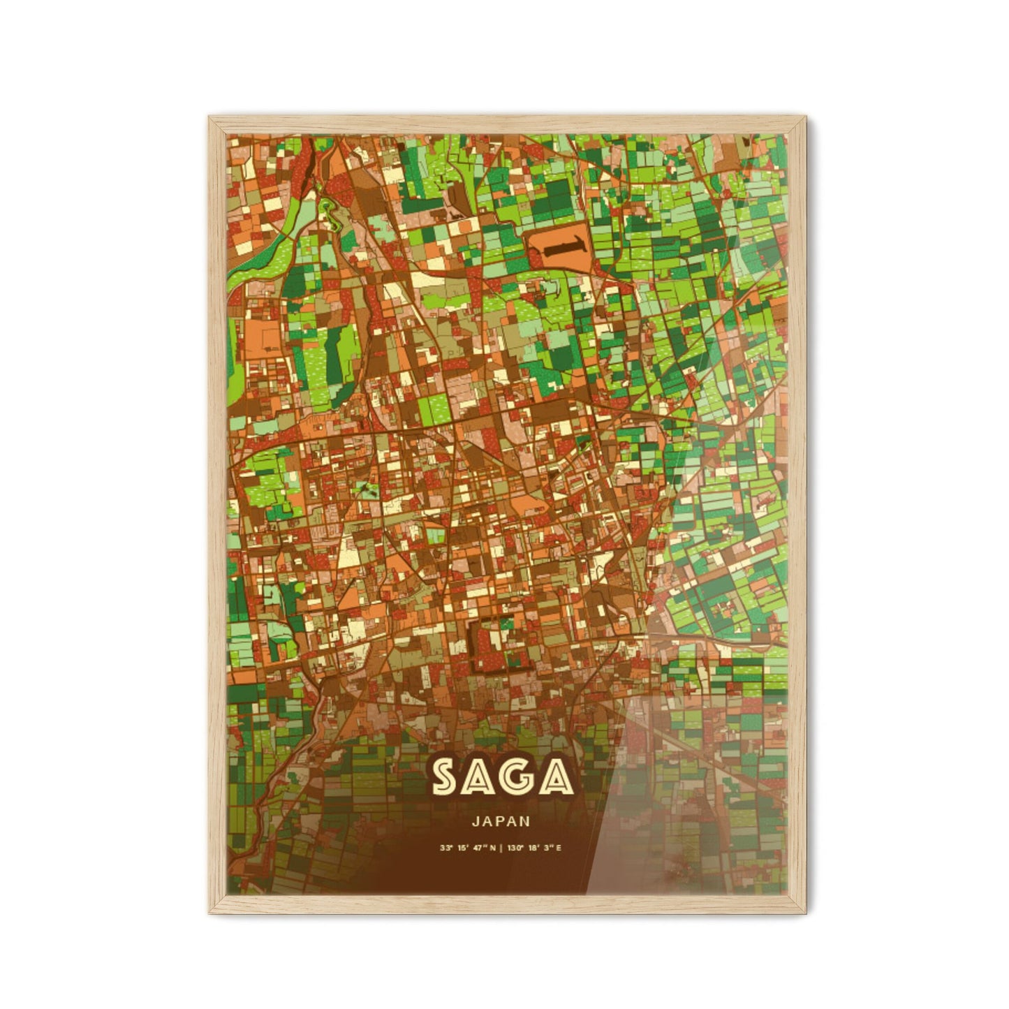 Colorful SAGA JAPAN Fine Art Map Farmhouse