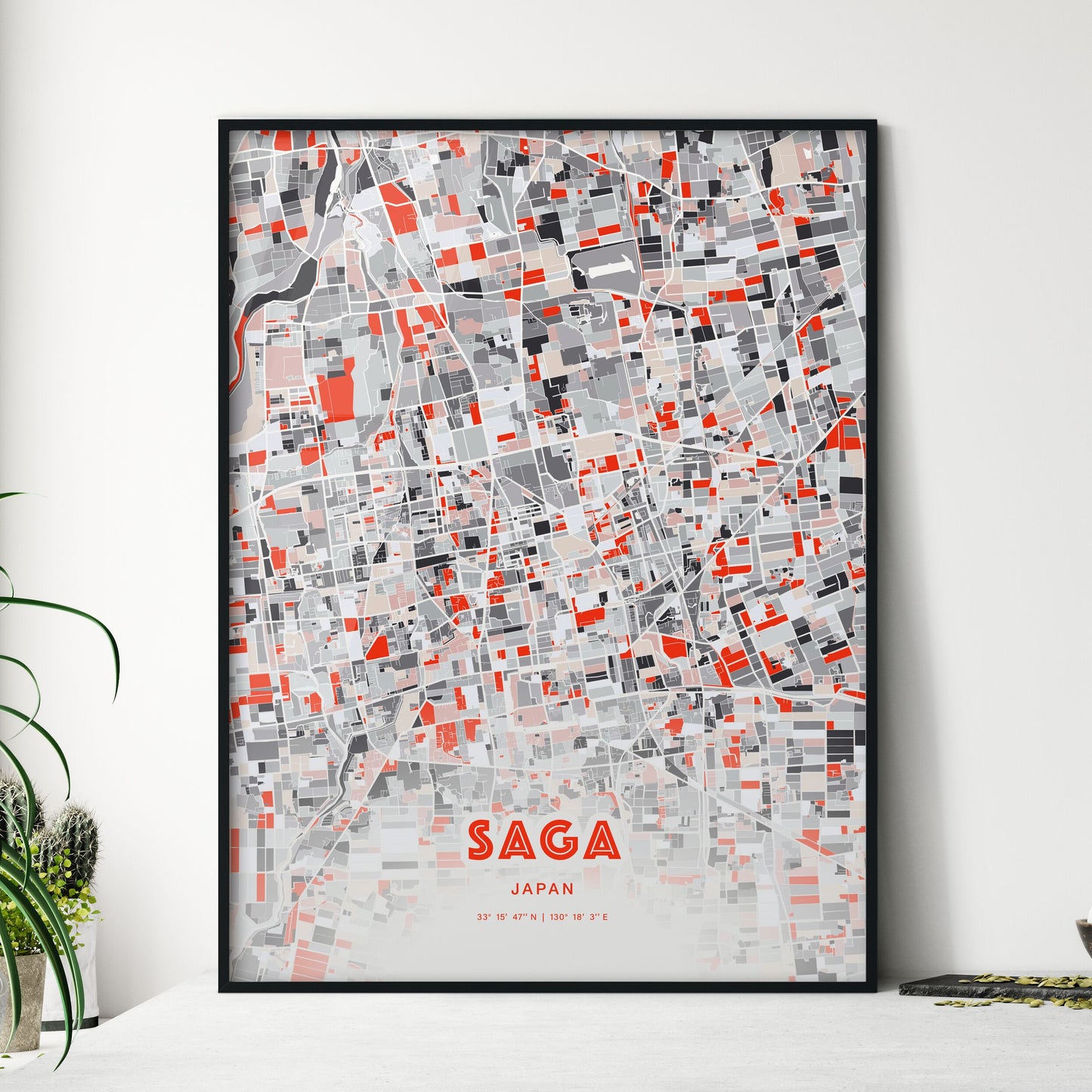 Colorful SAGA JAPAN Fine Art Map Modern