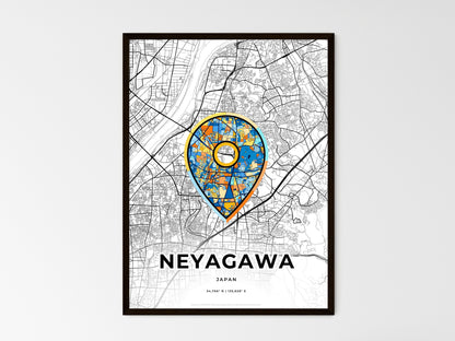 NEYAGAWA JAPAN minimal art map with a colorful icon. Style 1