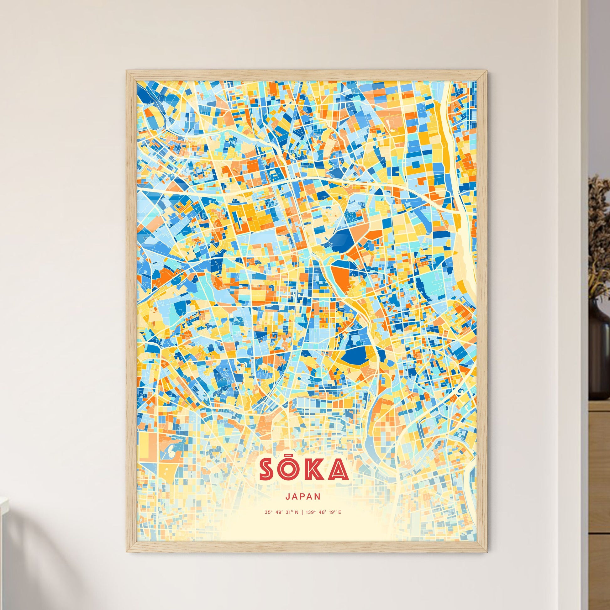 Colorful SŌKA JAPAN Fine Art Map Blue Orange