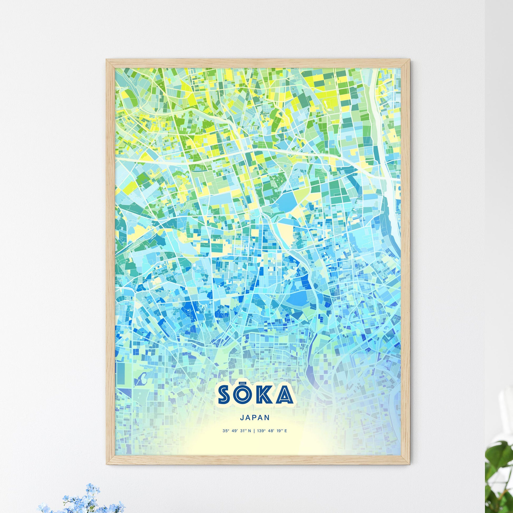 Colorful SŌKA JAPAN Fine Art Map Cool Blue