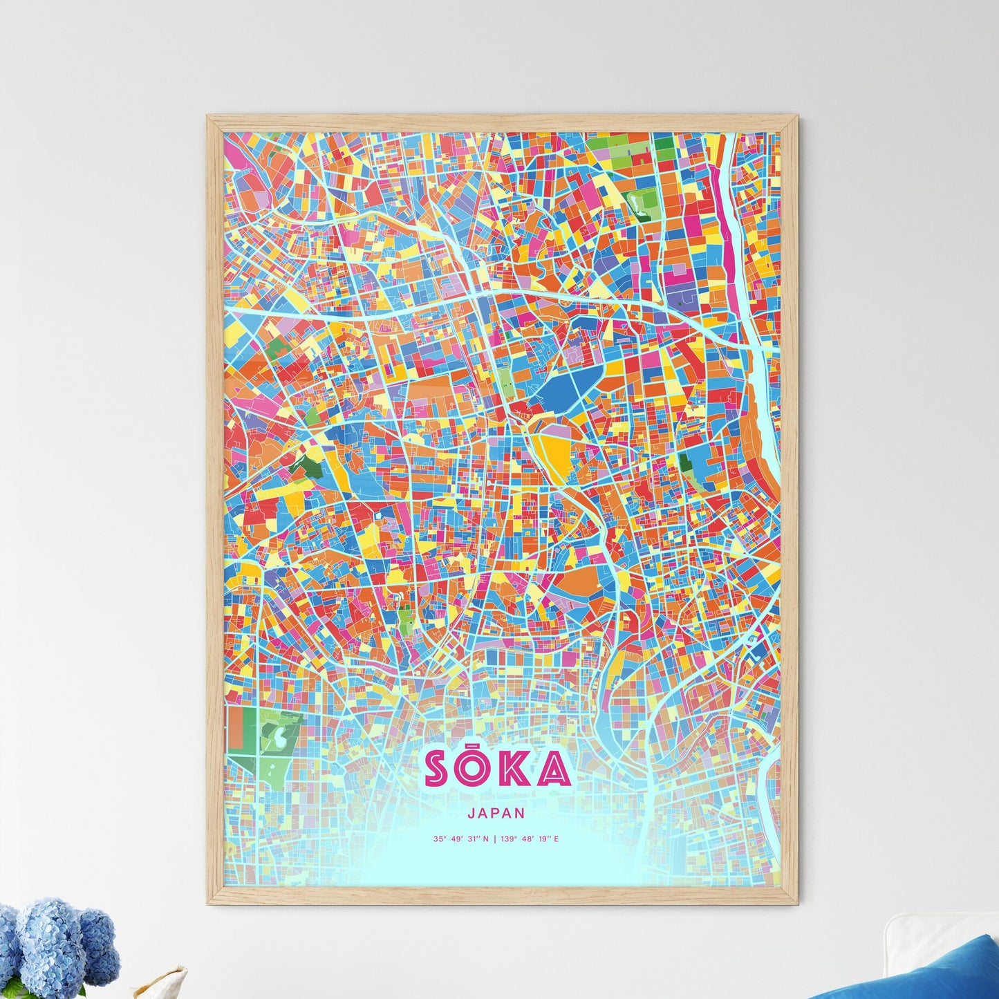 Colorful SŌKA JAPAN Fine Art Map Crazy Colors
