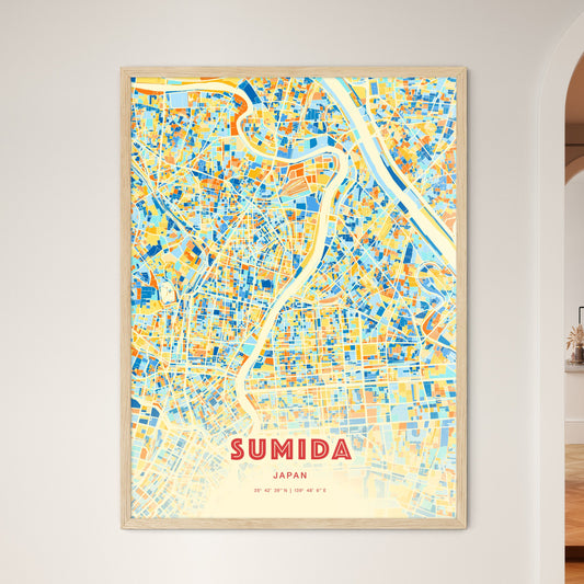 Colorful SUMIDA JAPAN Fine Art Map Blue Orange