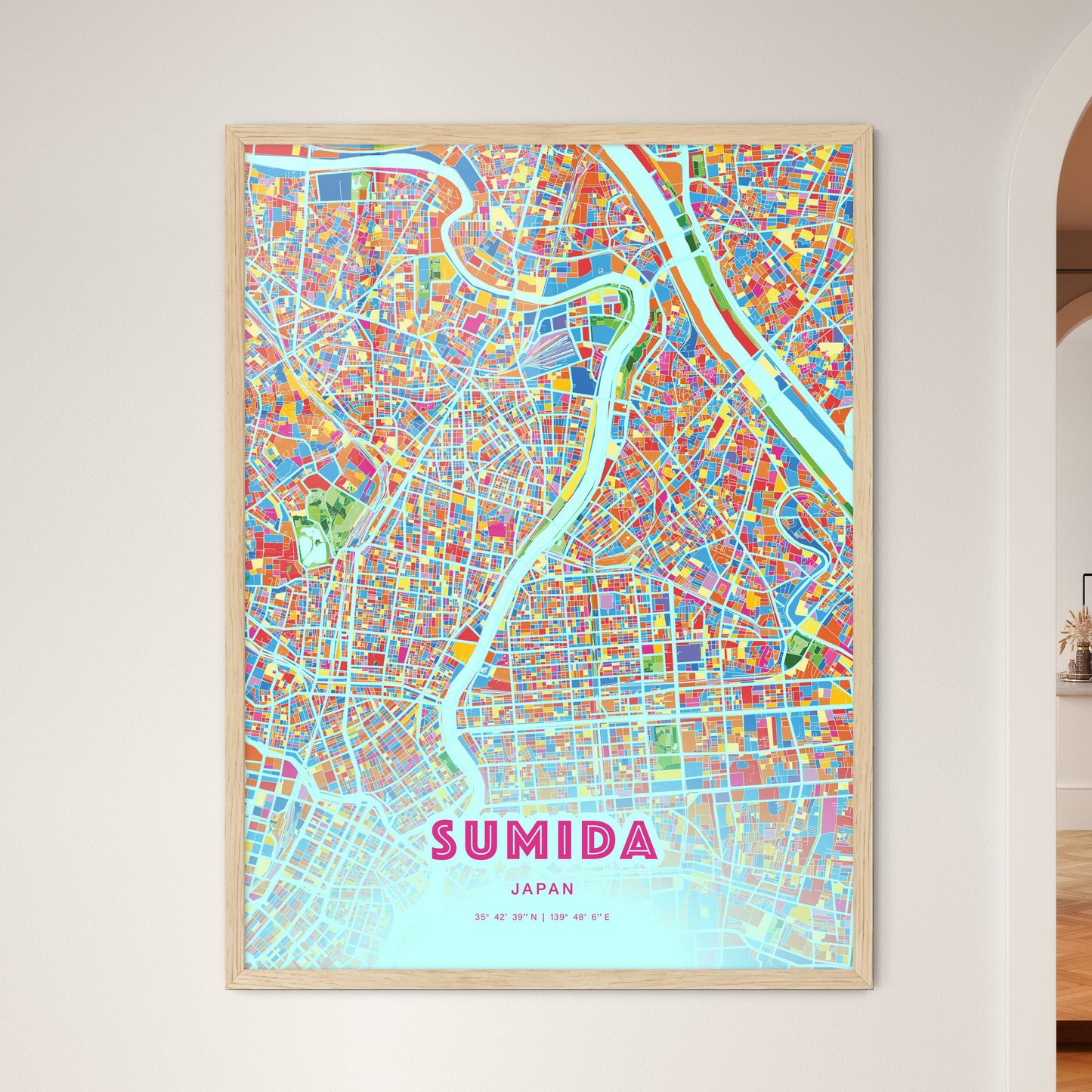 Colorful SUMIDA JAPAN Fine Art Map Crazy Colors