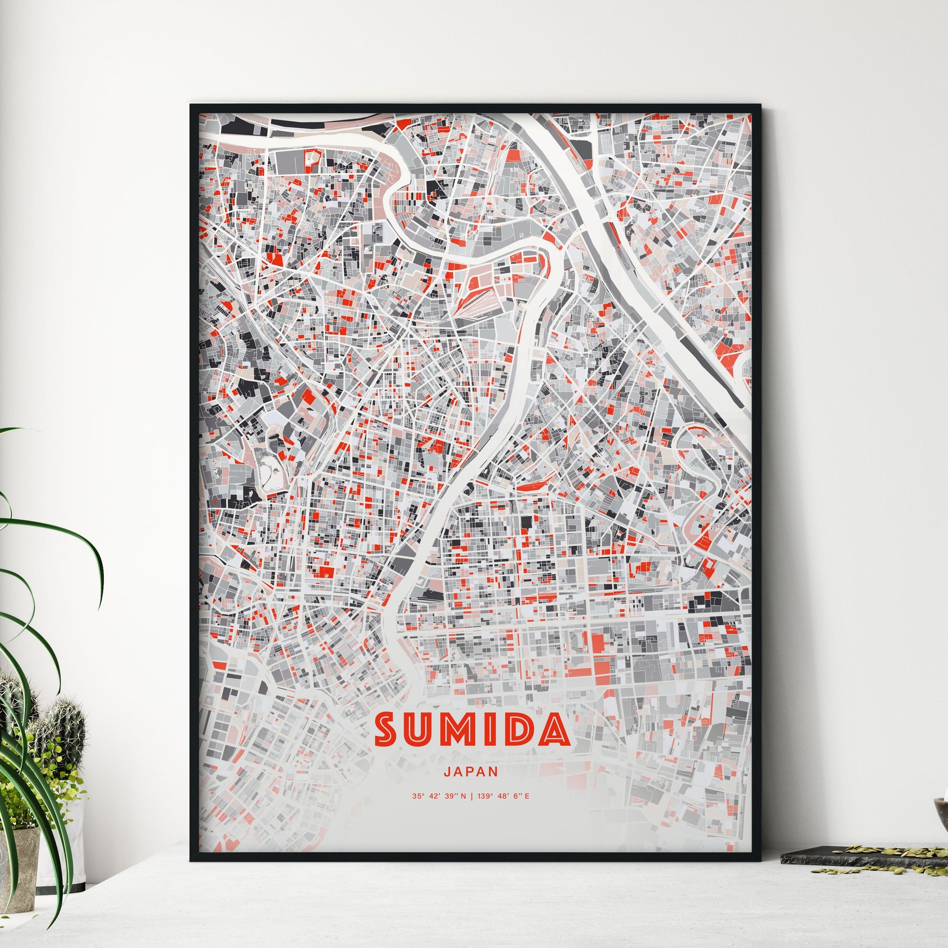 Colorful SUMIDA JAPAN Fine Art Map Modern