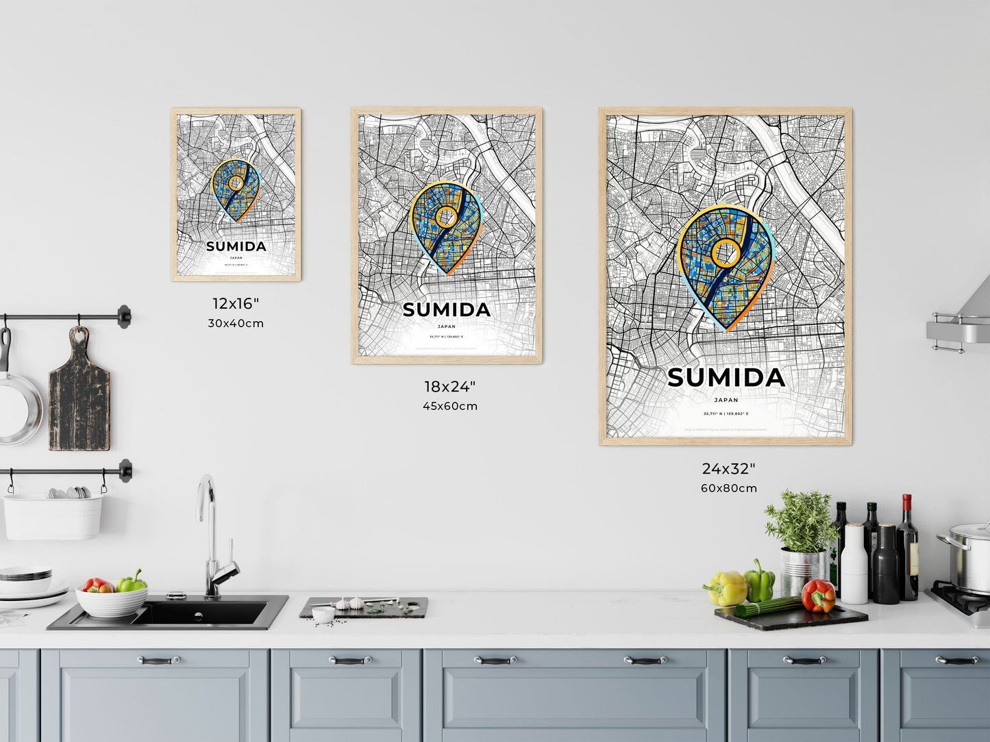 Sumida Japan art map size chart