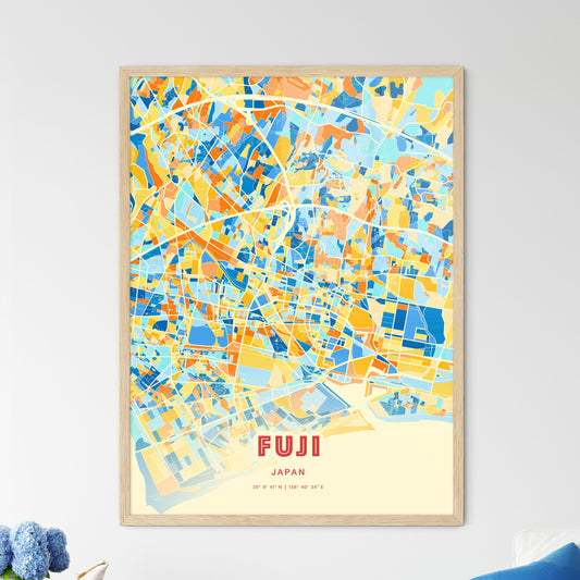 Colorful FUJI JAPAN Fine Art Map Blue Orange