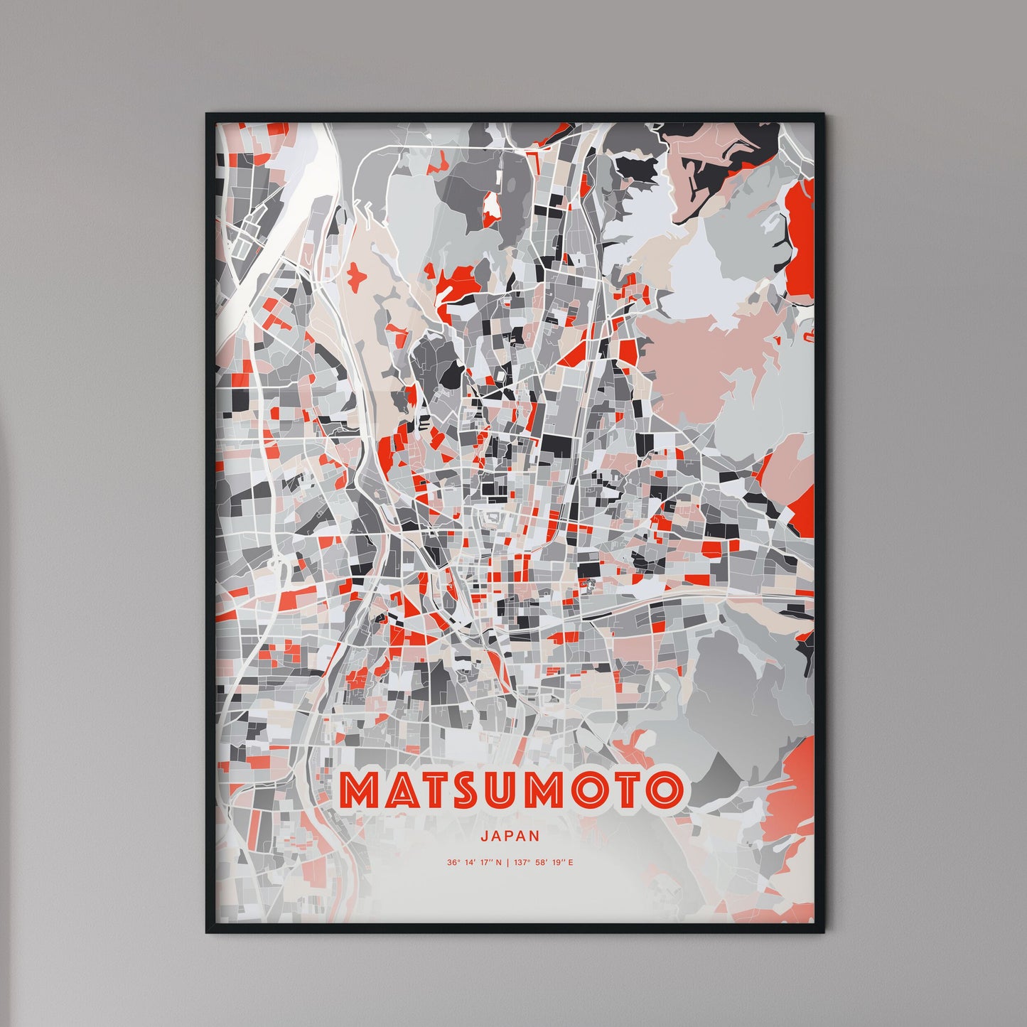 Colorful MATSUMOTO JAPAN Fine Art Map Modern