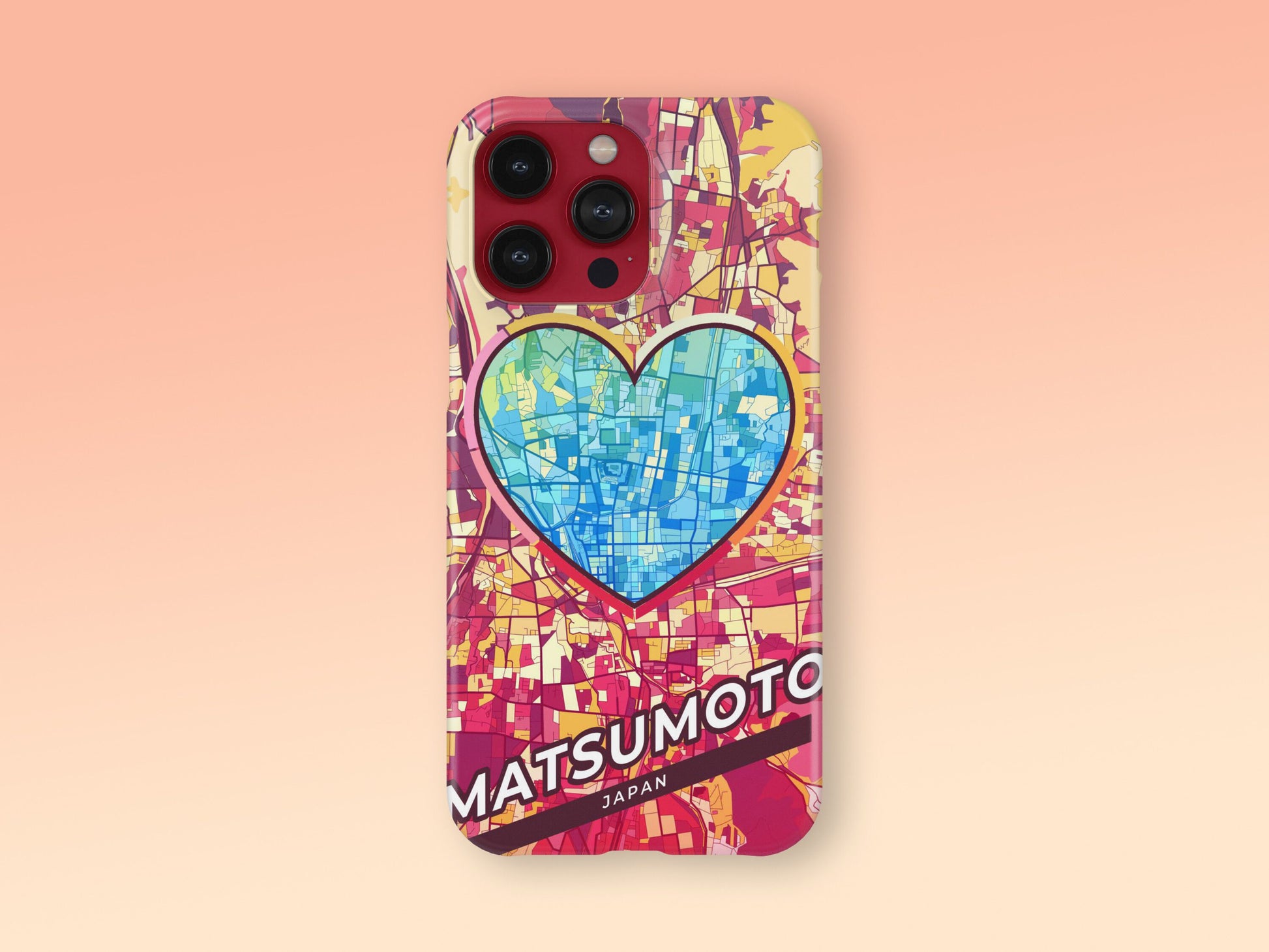 Matsumoto Japan slim phone case with colorful icon. Birthday, wedding or housewarming gift. Couple match cases. 2