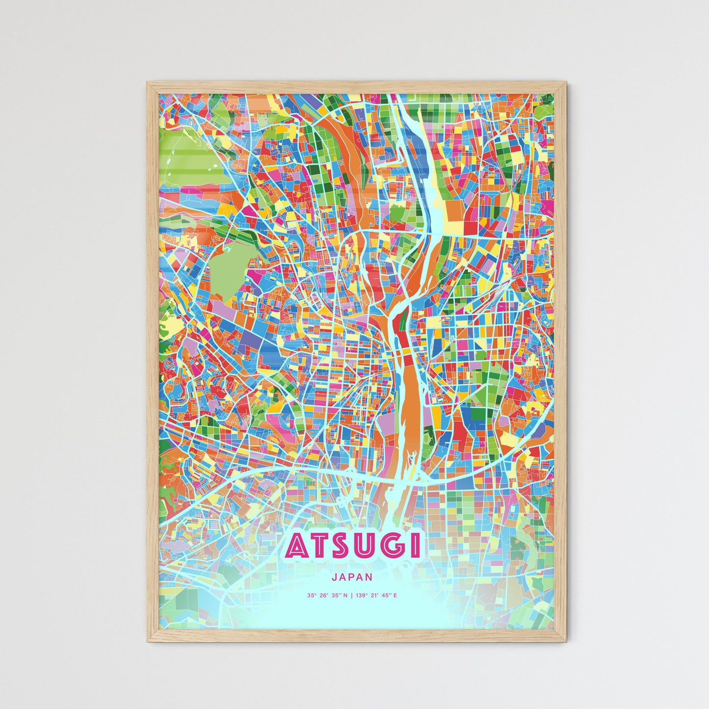 Colorful ATSUGI JAPAN Fine Art Map Crazy Colors