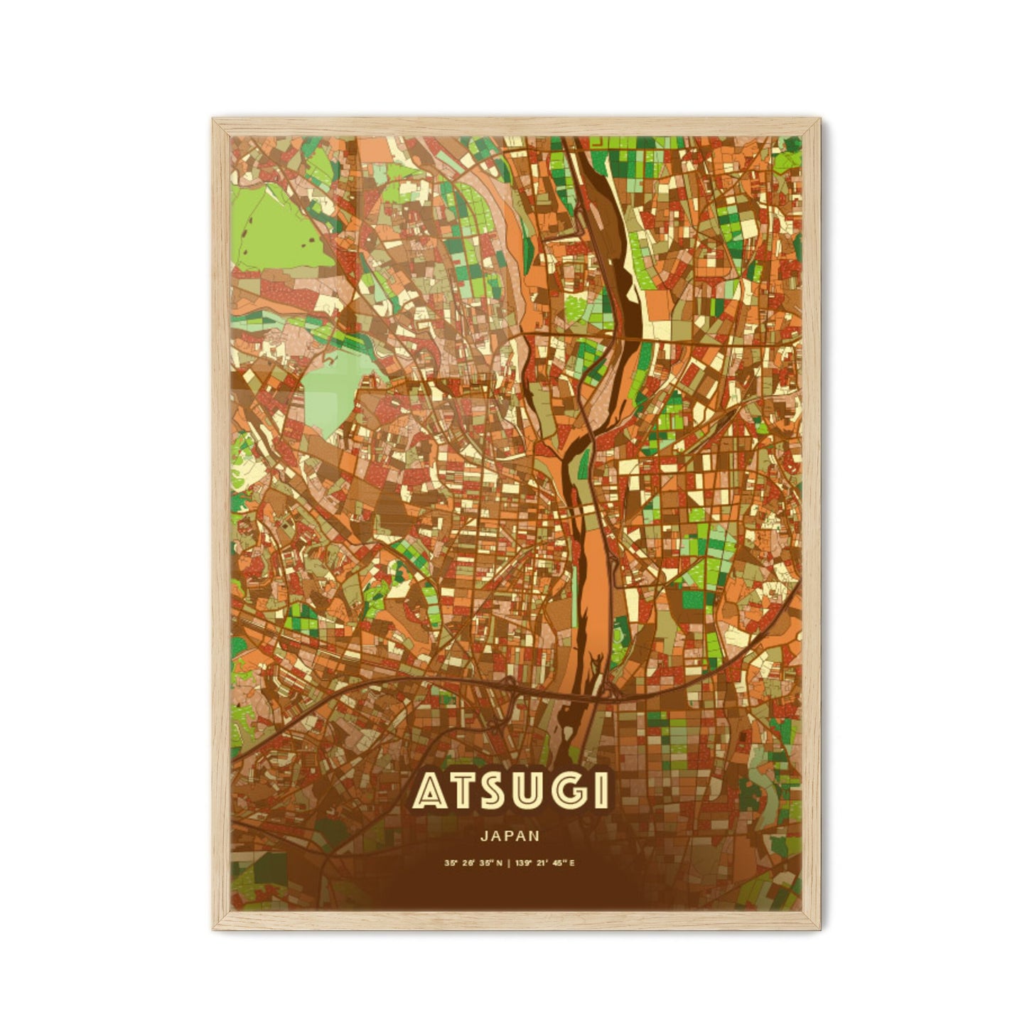 Colorful ATSUGI JAPAN Fine Art Map Farmhouse