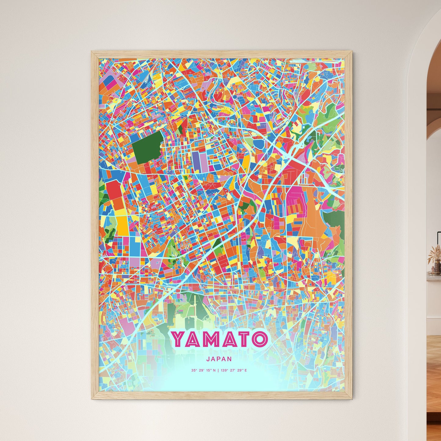 Colorful YAMATO JAPAN Fine Art Map Crazy Colors