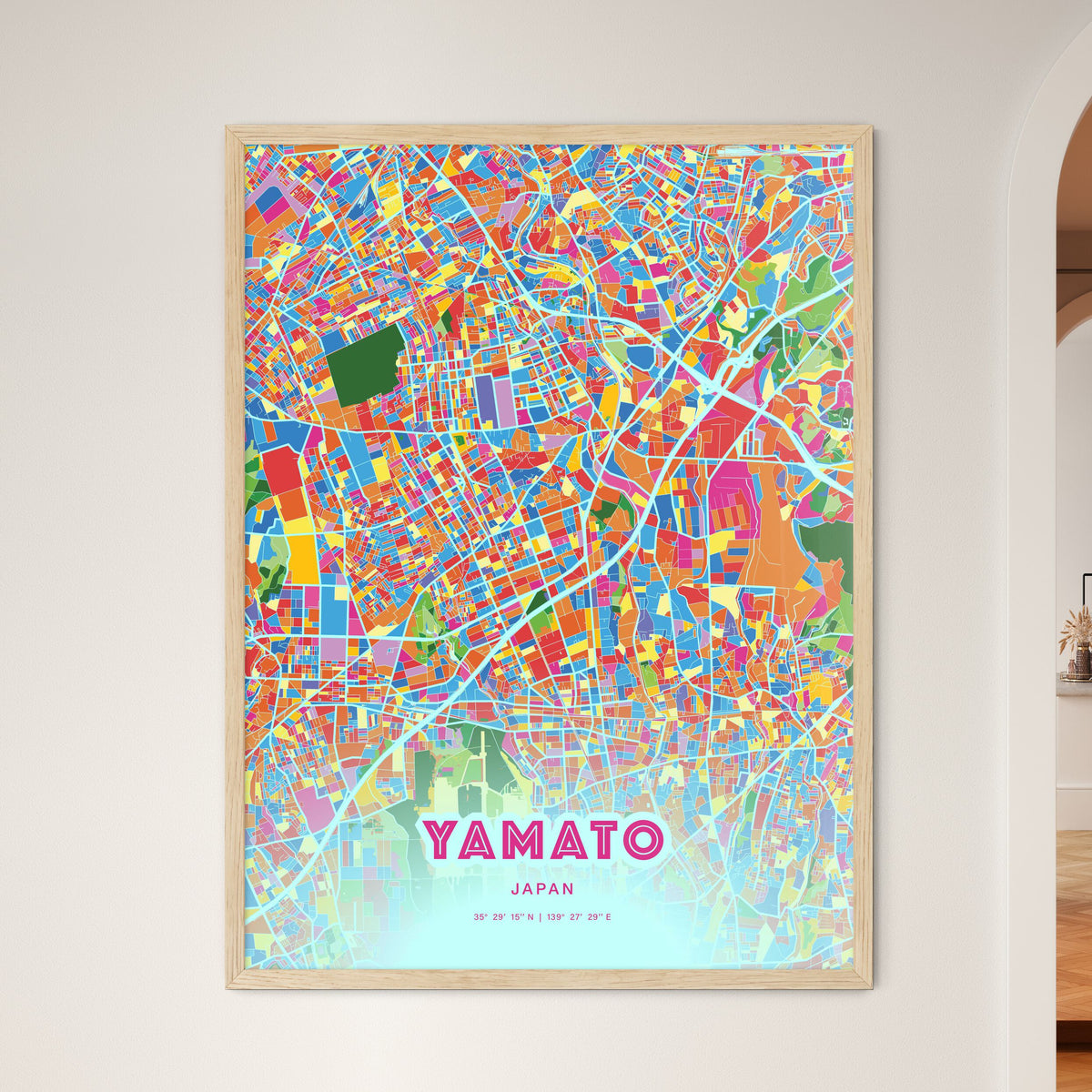 Colorful YAMATO JAPAN Fine Art Map Crazy Colors