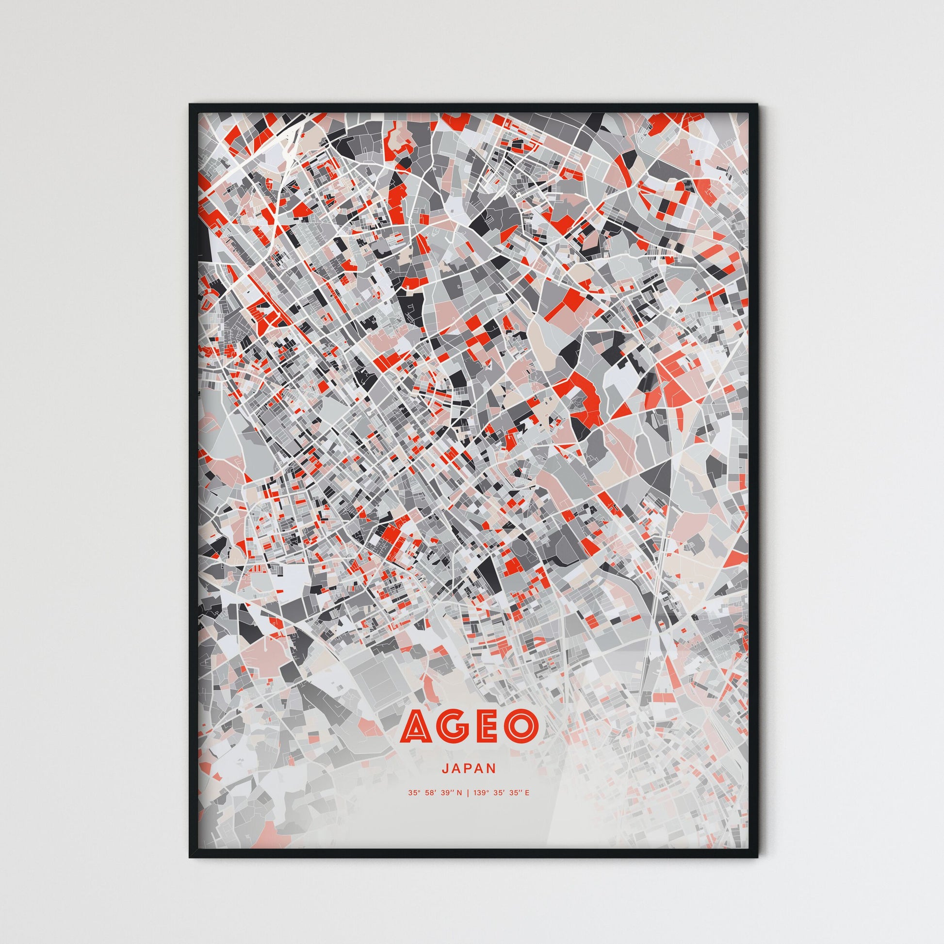 Colorful AGEO JAPAN Fine Art Map Modern