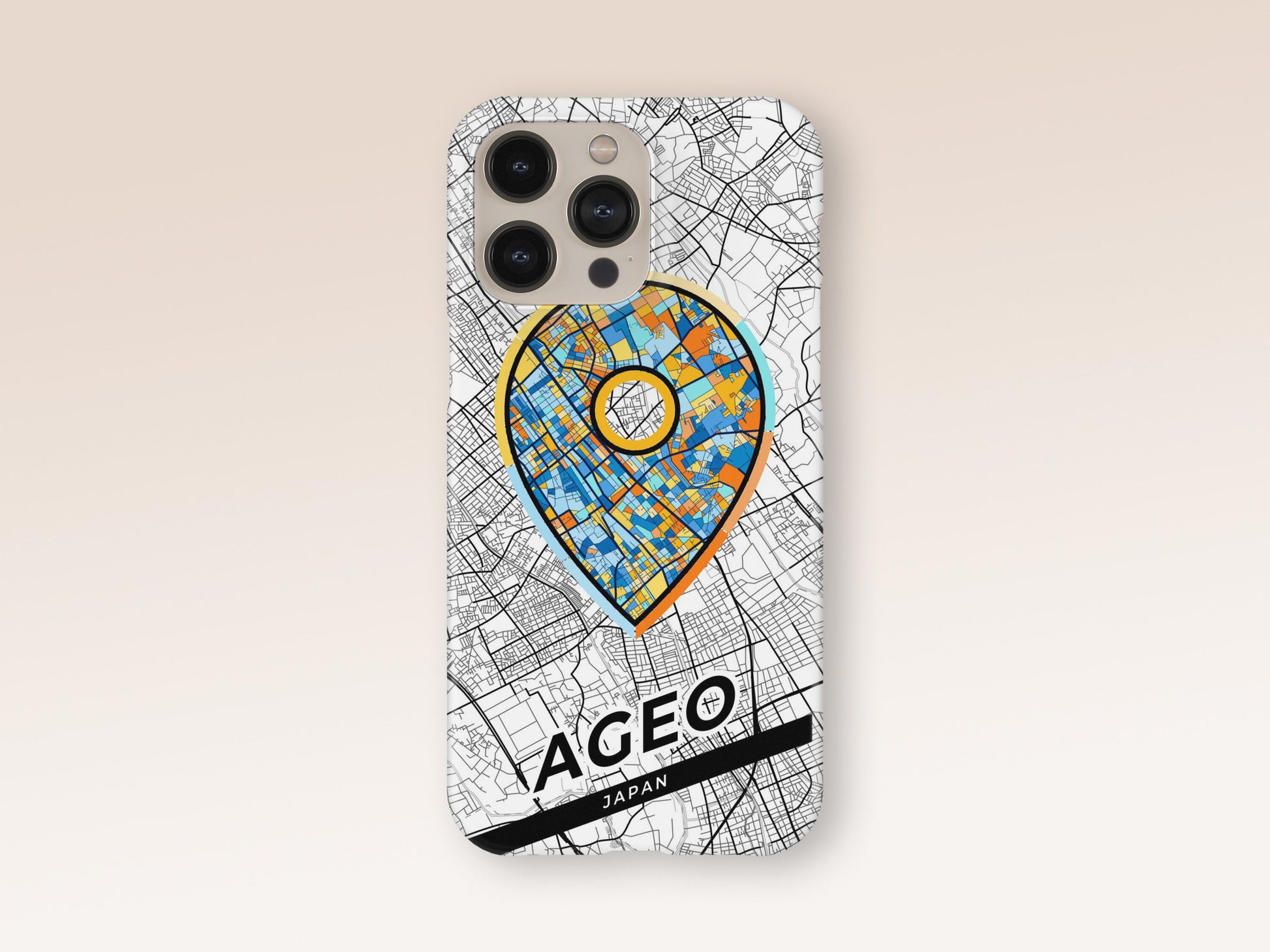 Ageo Japan slim phone case with colorful icon. Birthday, wedding or housewarming gift. Couple match cases. 1
