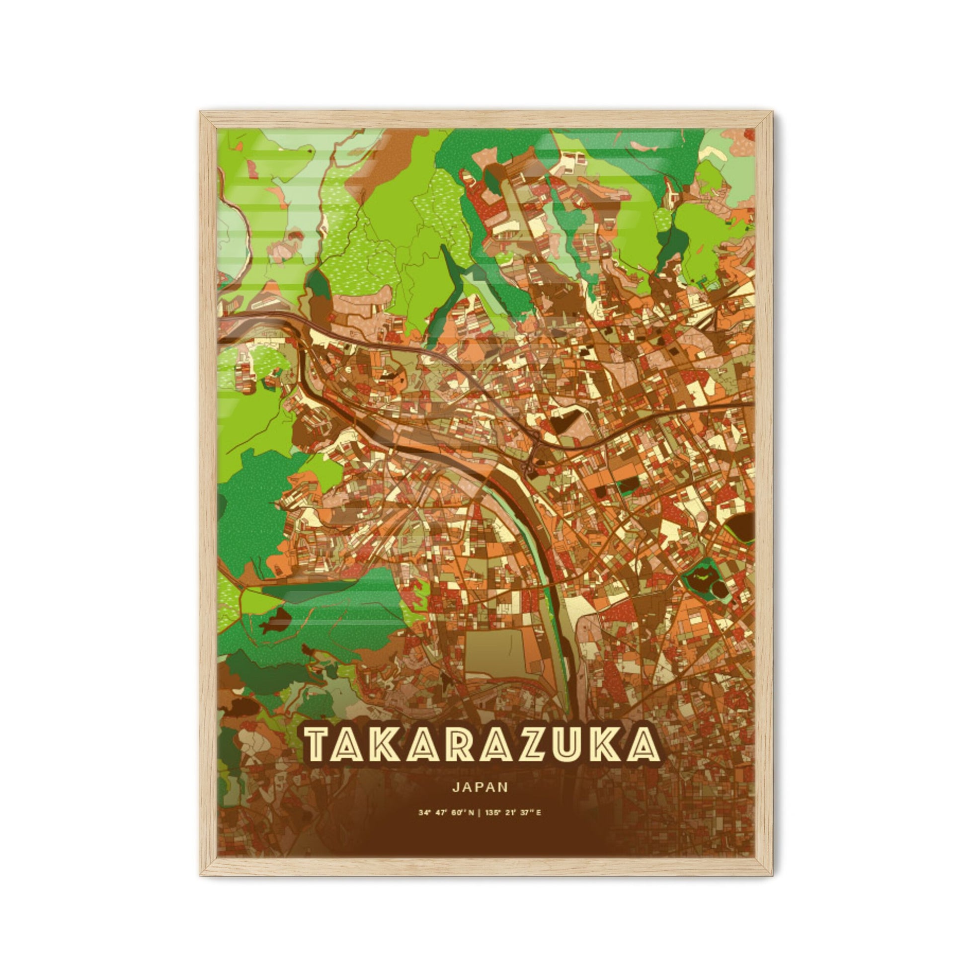 Colorful TAKARAZUKA JAPAN Fine Art Map Farmhouse