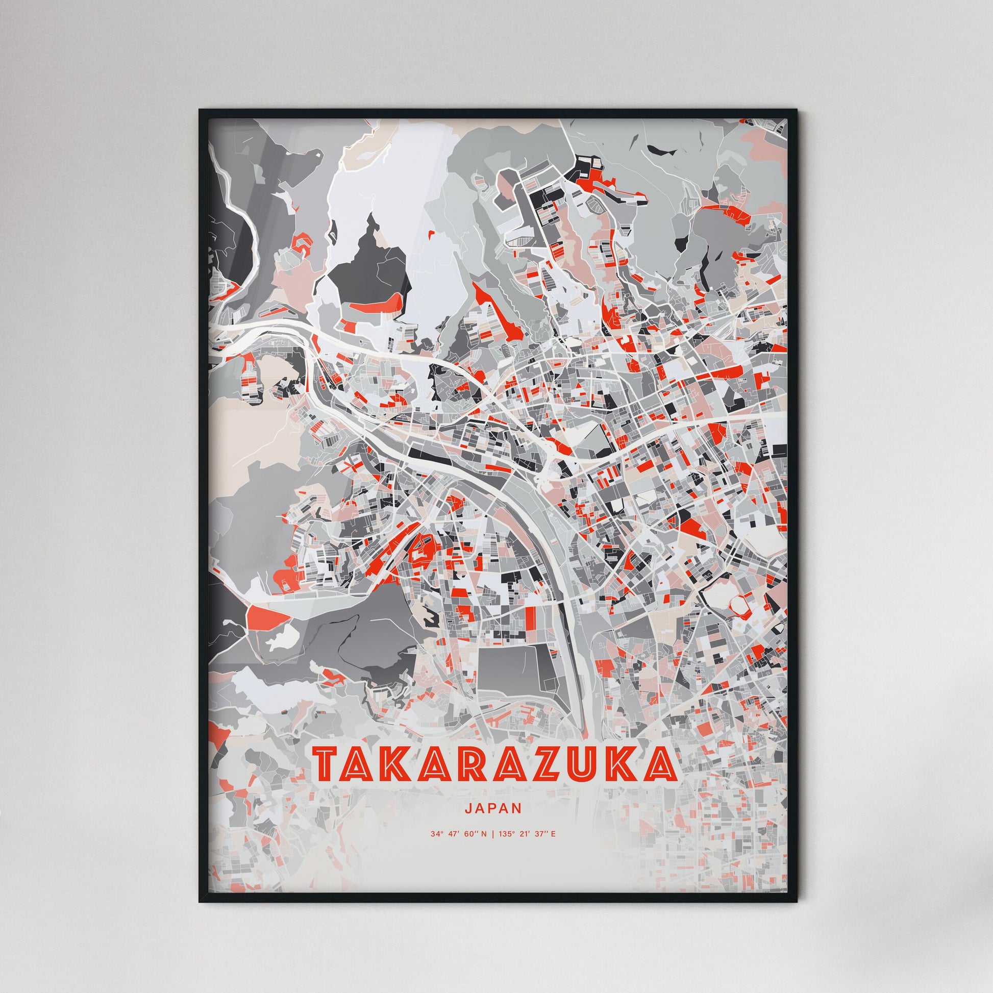 Colorful TAKARAZUKA JAPAN Fine Art Map Modern