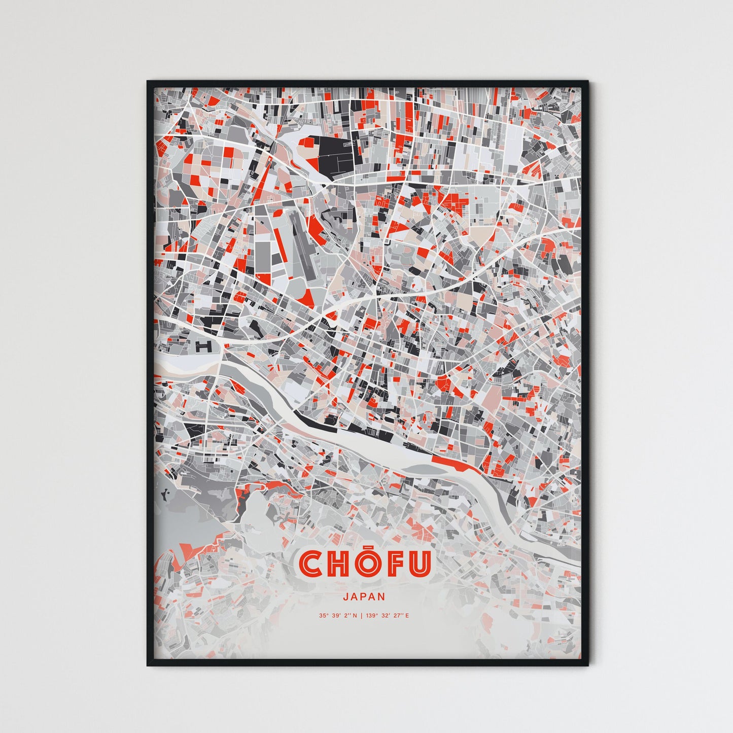 Colorful CHŌFU JAPAN Fine Art Map Modern