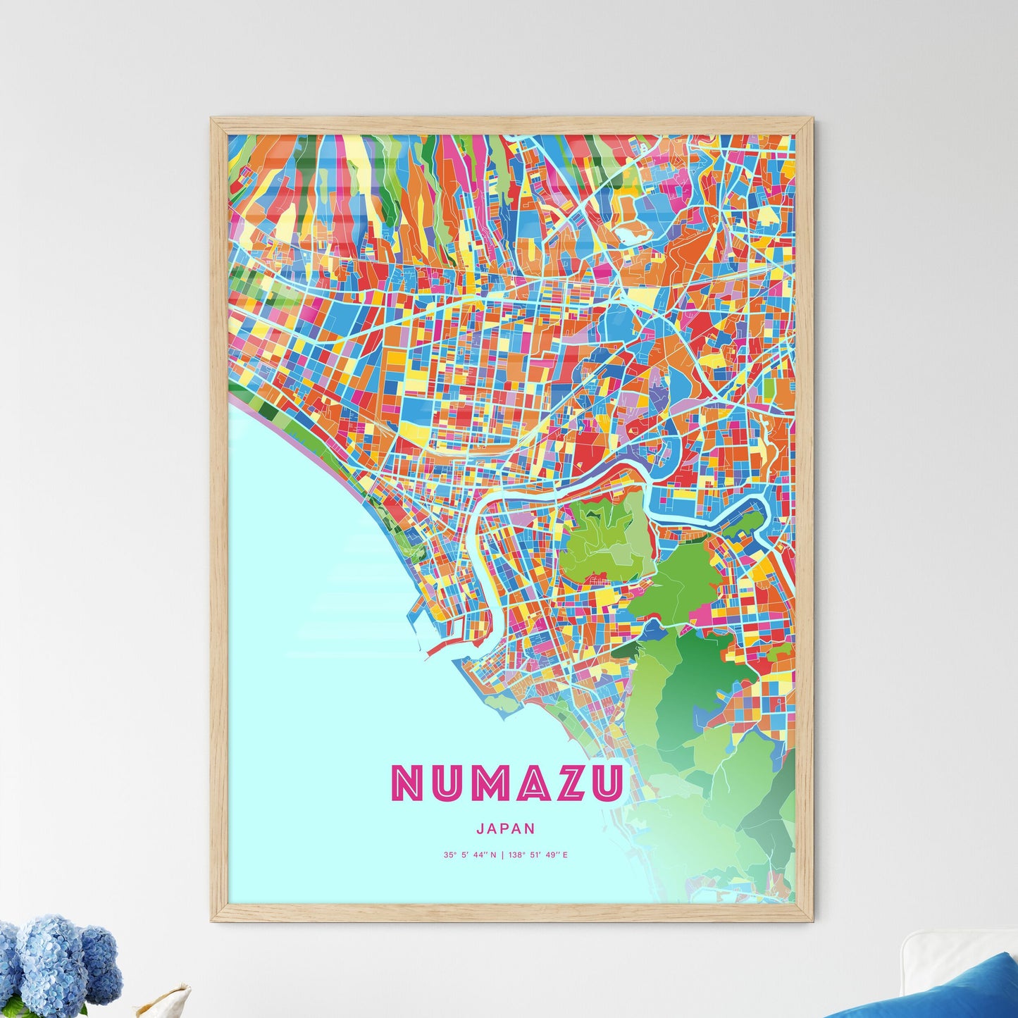Colorful NUMAZU JAPAN Fine Art Map Crazy Colors