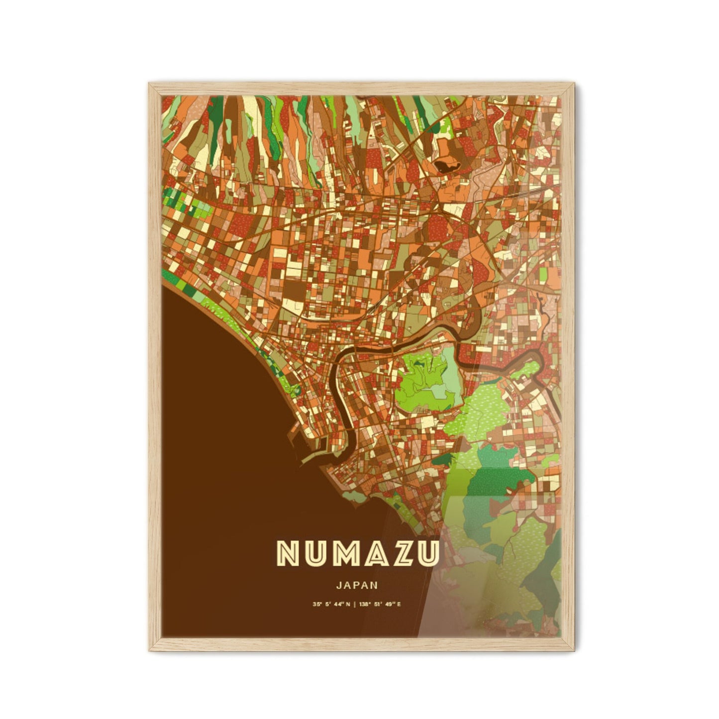 Colorful NUMAZU JAPAN Fine Art Map Farmhouse