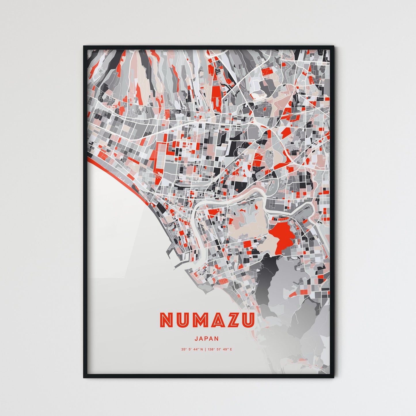 Colorful NUMAZU JAPAN Fine Art Map Modern