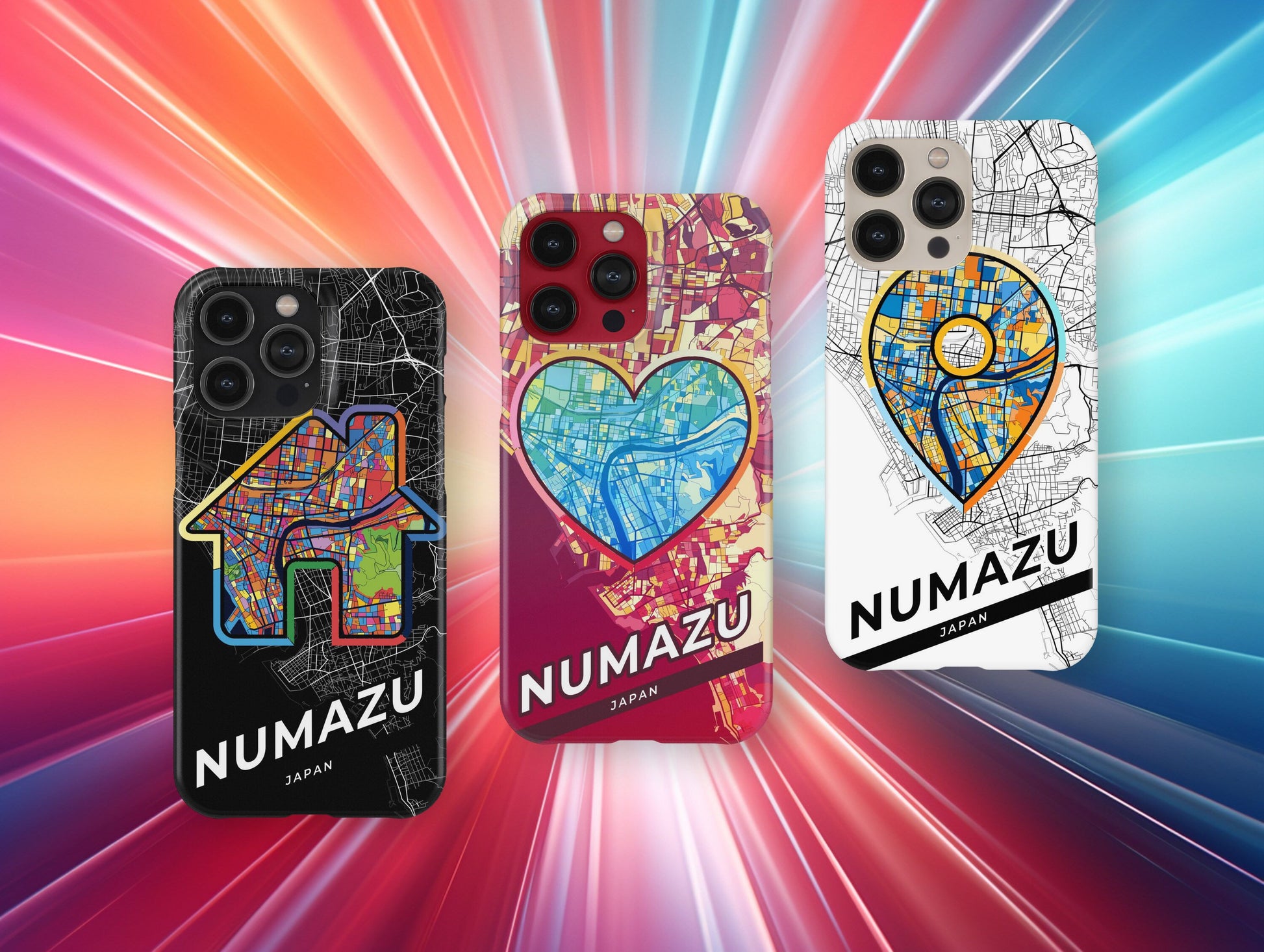 Numazu Japan slim phone case with colorful icon
