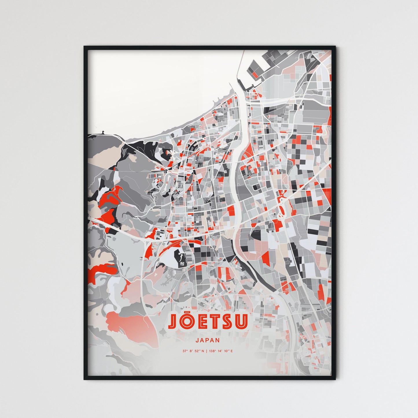 Colorful JŌETSU JAPAN Fine Art Map Modern