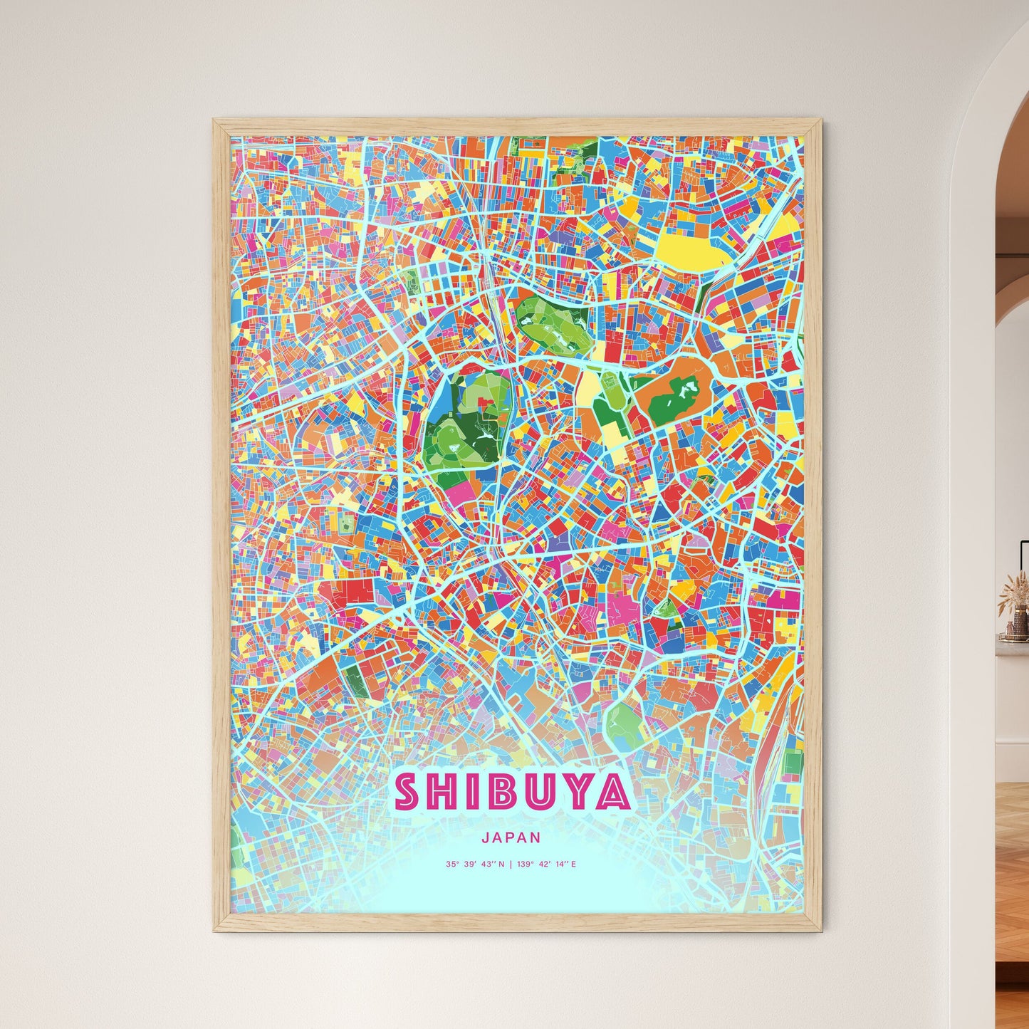 Colorful SHIBUYA JAPAN Fine Art Map Crazy Colors
