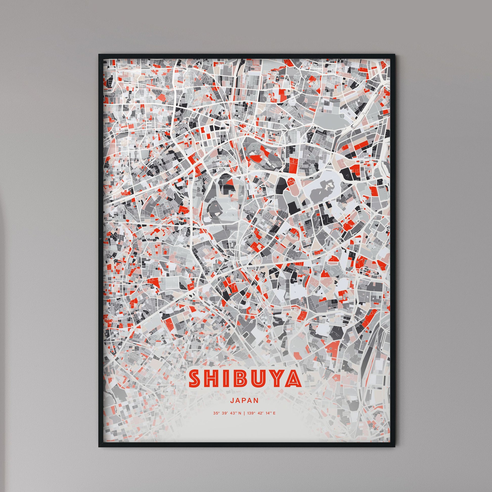 Colorful SHIBUYA JAPAN Fine Art Map Modern