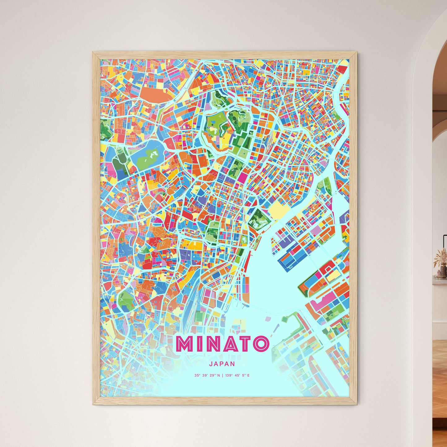 Colorful MINATO JAPAN Fine Art Map Crazy Colors