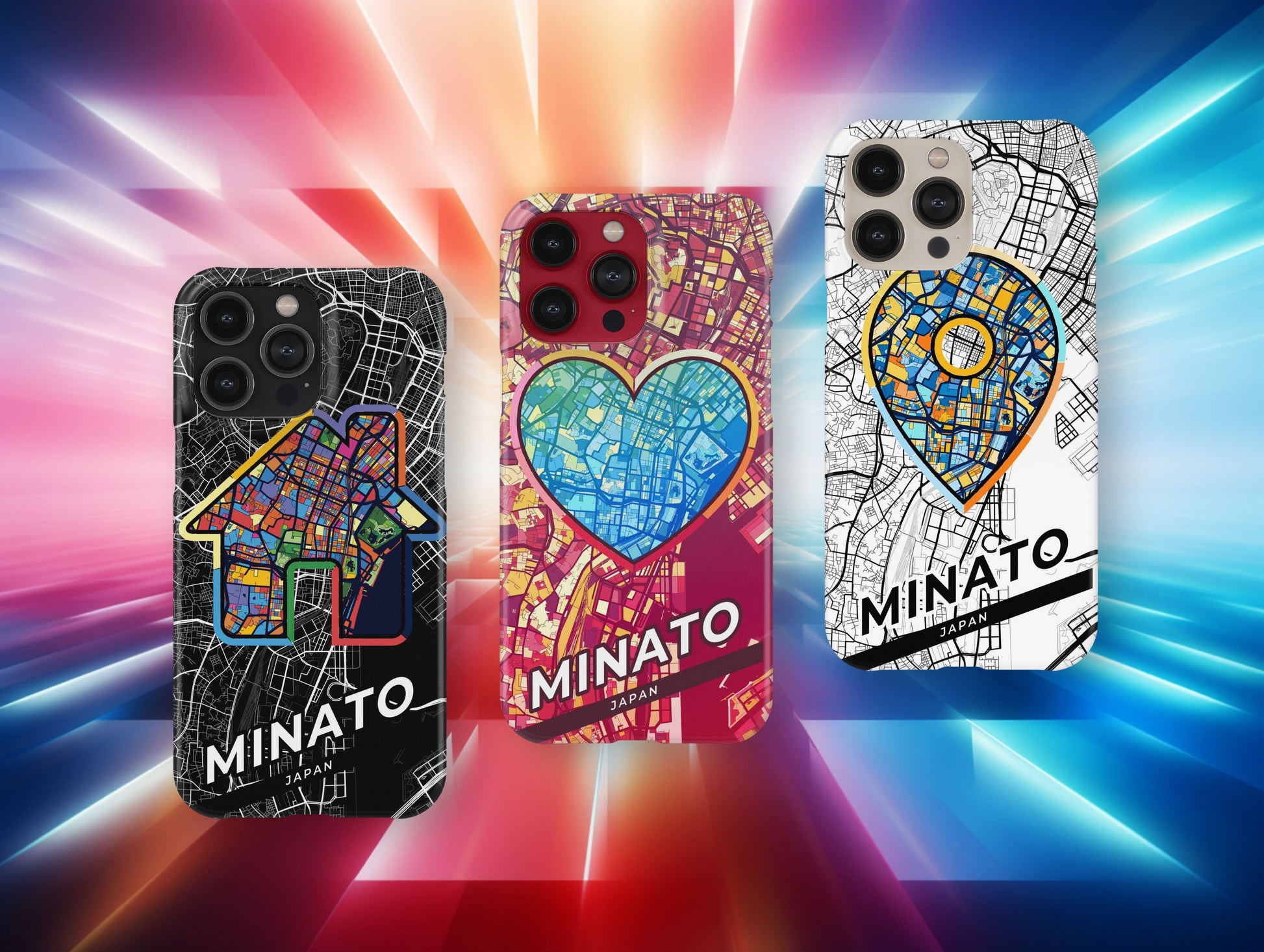 Minato Japan slim phone case with colorful icon