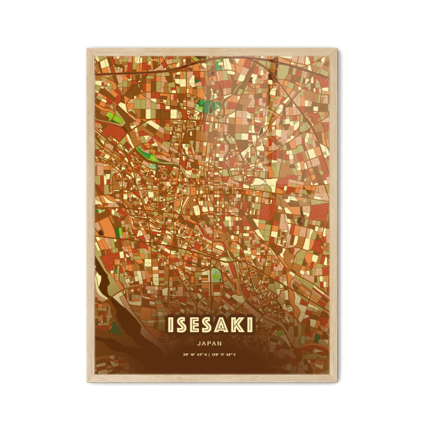 Colorful ISESAKI JAPAN Fine Art Map Farmhouse