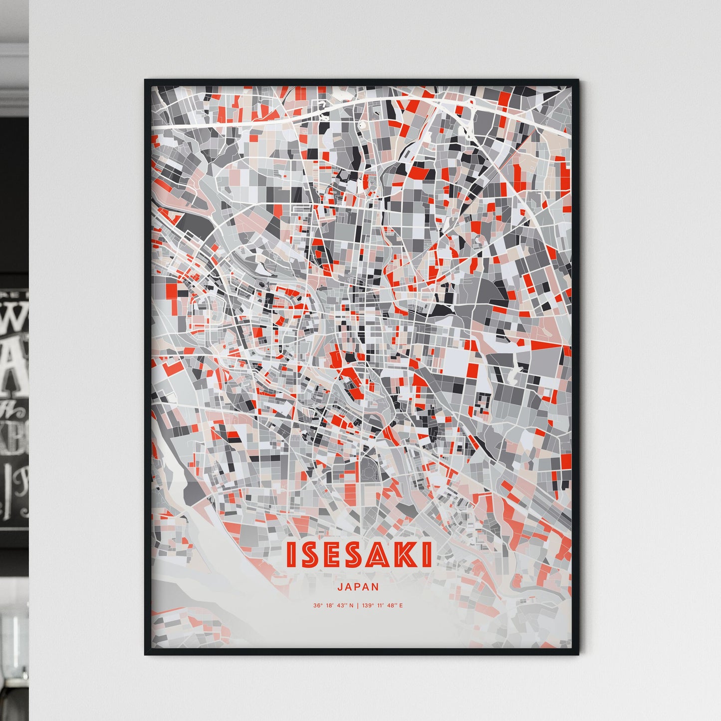 Colorful ISESAKI JAPAN Fine Art Map Modern