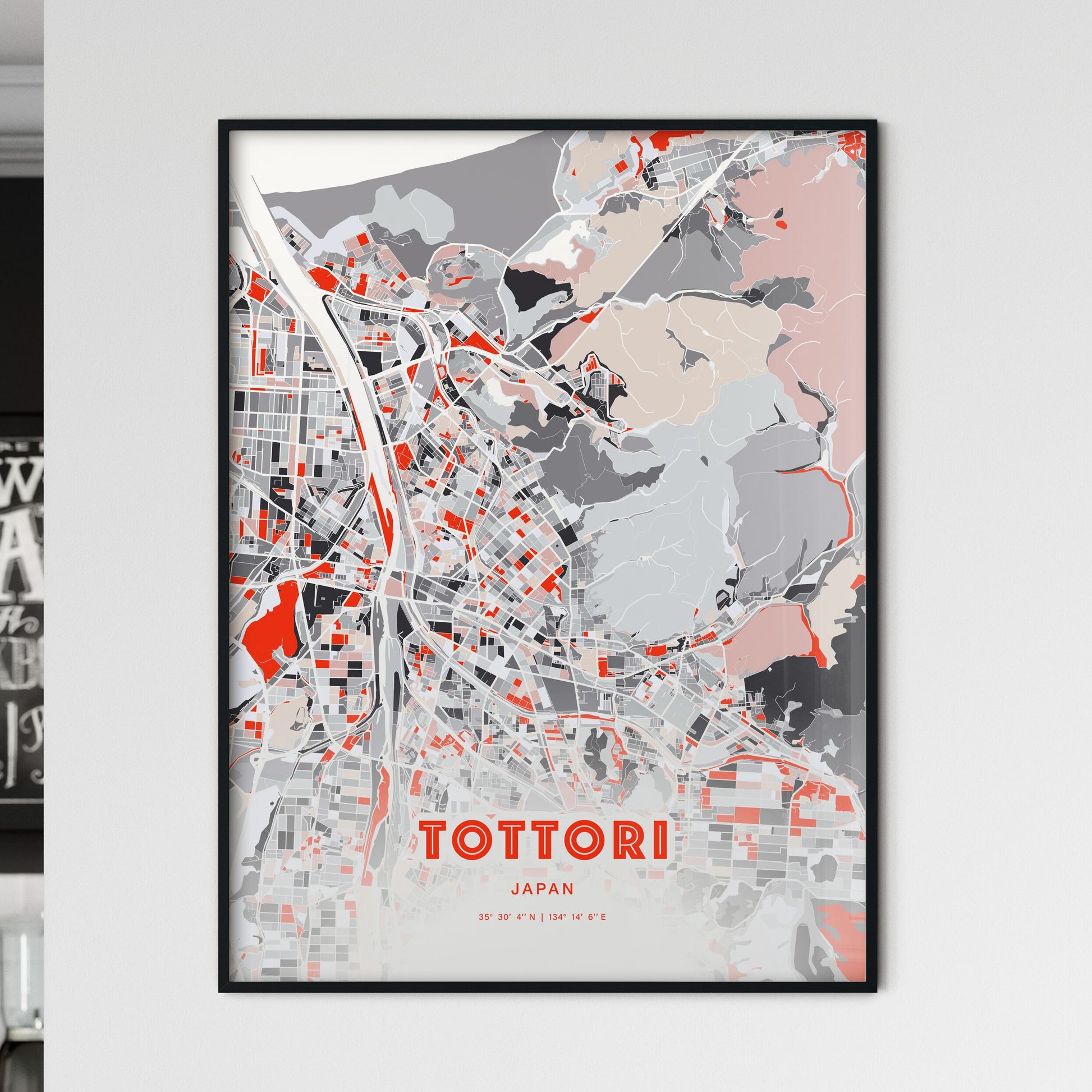 Colorful TOTTORI JAPAN Fine Art Map Modern