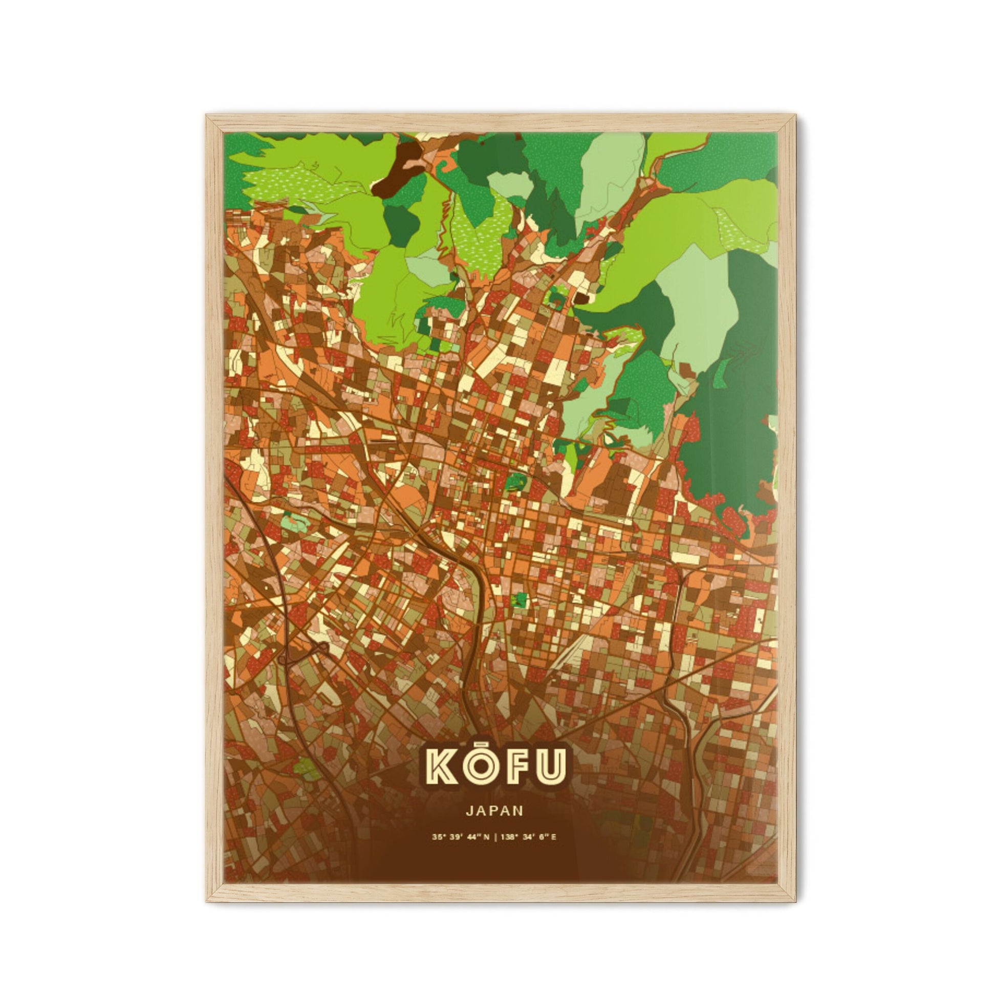 Colorful KŌFU JAPAN Fine Art Map Farmhouse