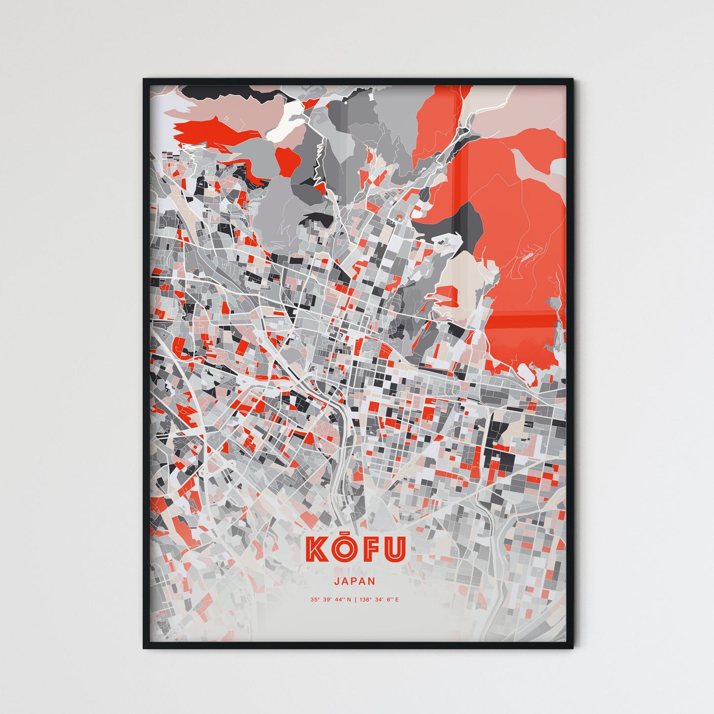 Colorful KŌFU JAPAN Fine Art Map Modern