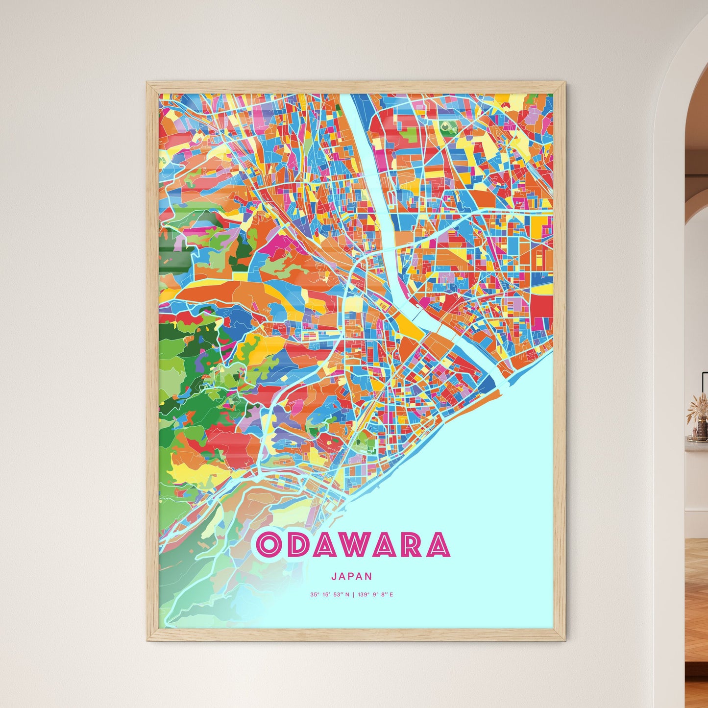 Colorful ODAWARA JAPAN Fine Art Map Crazy Colors