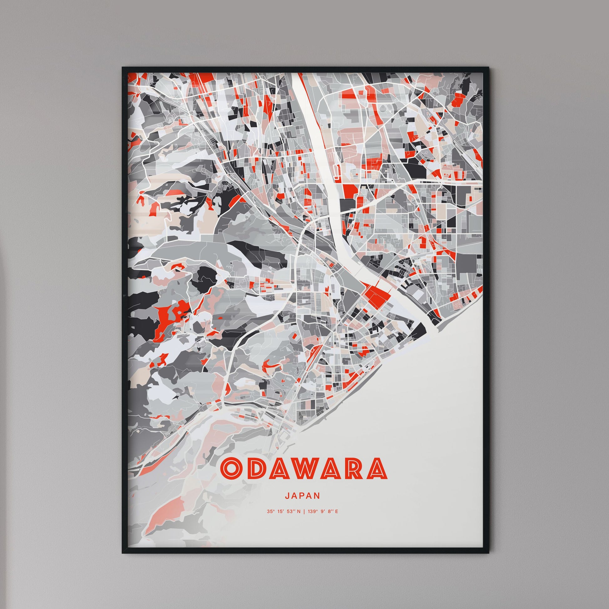 Colorful ODAWARA JAPAN Fine Art Map Modern