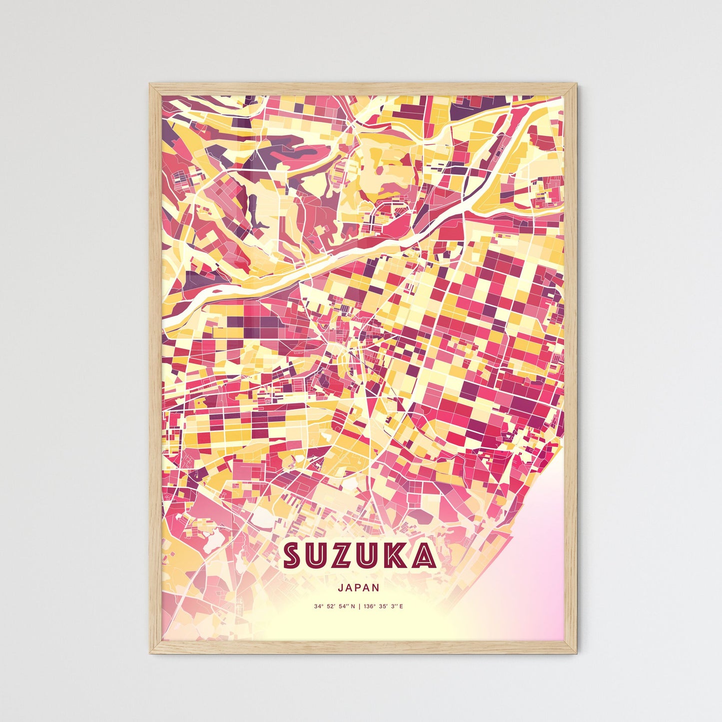 Colorful SUZUKA JAPAN Fine Art Map Hot Red